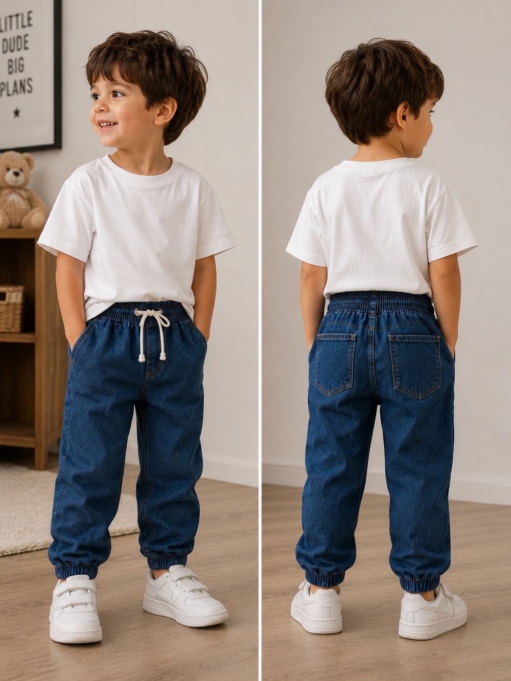 Kids Denim Jogger Jeans Blue Elastic Waist